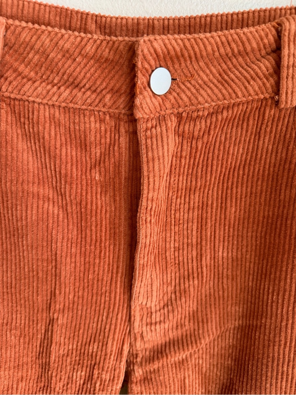 So Me Barrel Pants Size Large Rust Corduroy Cropped Belt Loops Side Pockets New - Picture 5 of 13